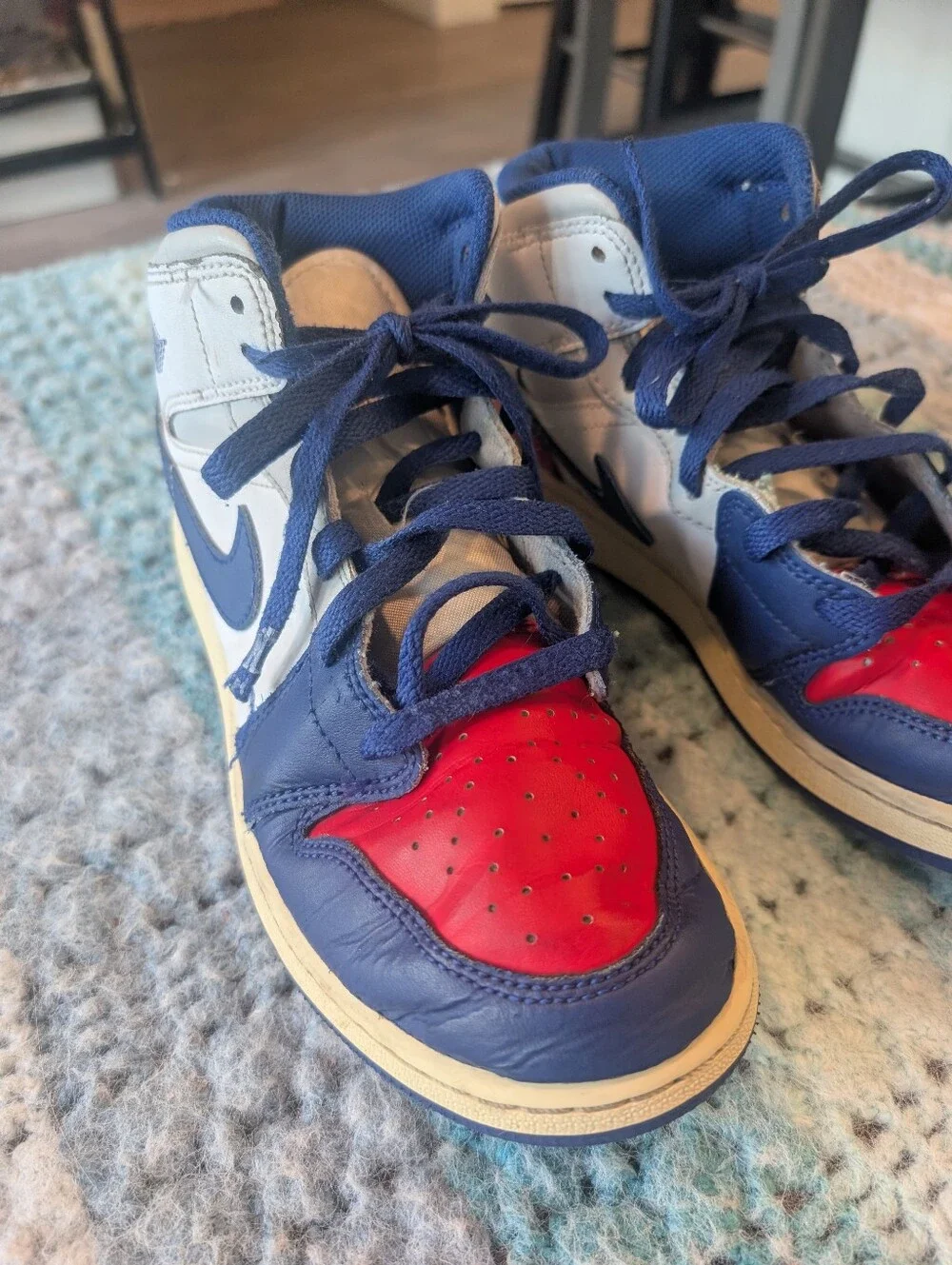 Nike Kids High-Top Sneakers -siE 7  Red / Navy / White